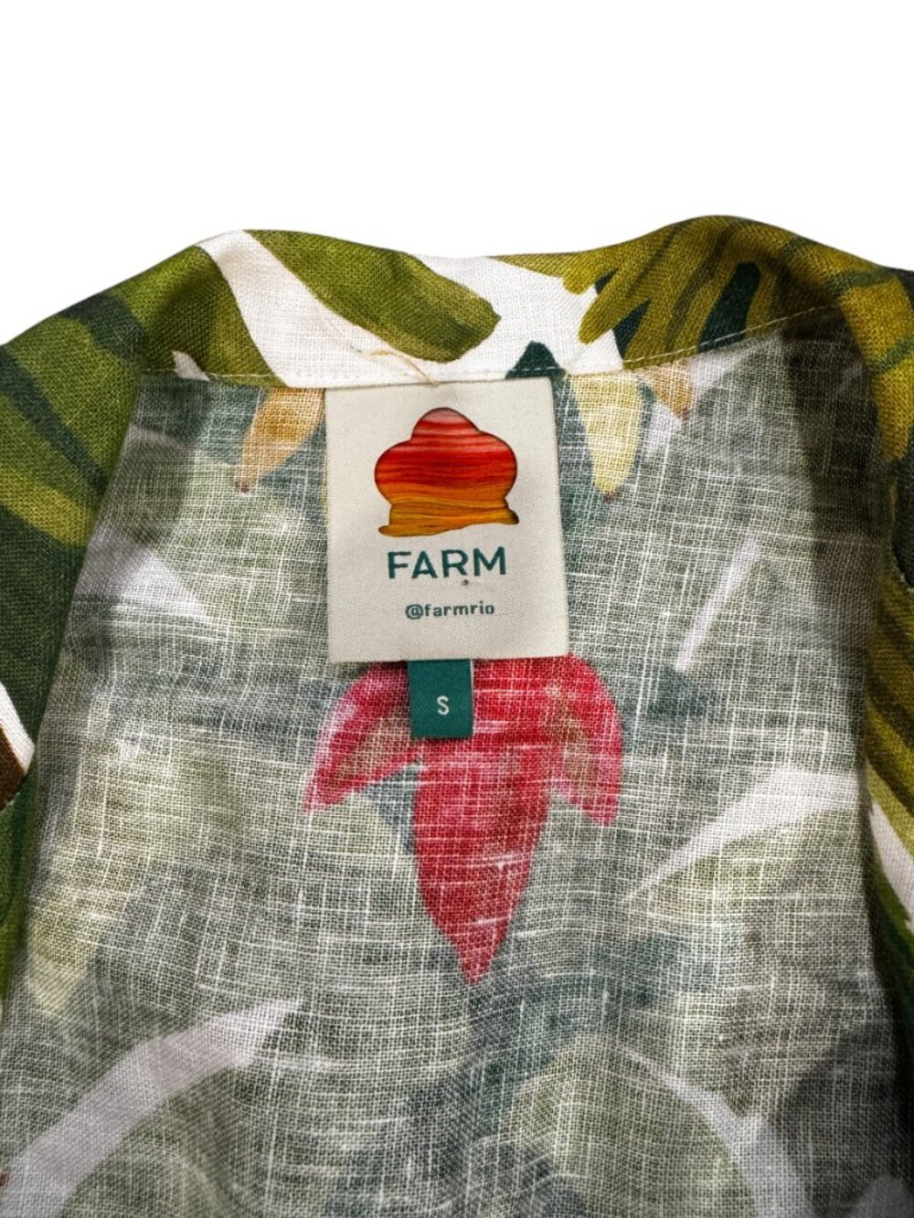 Farm Rio Cocoa Forest Linen Utility Mini Dress Tropical Print Size Small - Picture 10 of 10